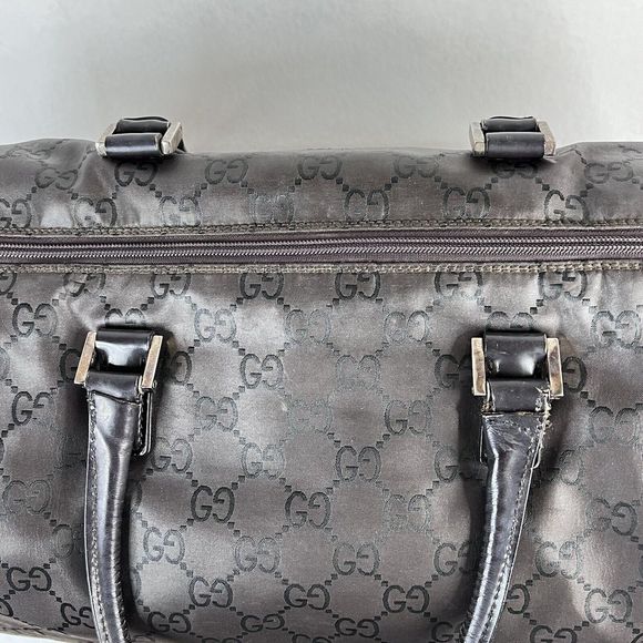 VTG Gucci Boston Monogam Duffle Brown Nylon Weekend/Travel Bag Unisex Y2K Rare - Picture 11 of 16